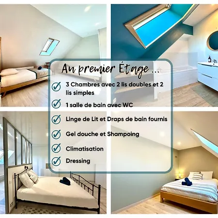 בית נופש La Framboisine -plage A 6min-jardin-wifi-parking